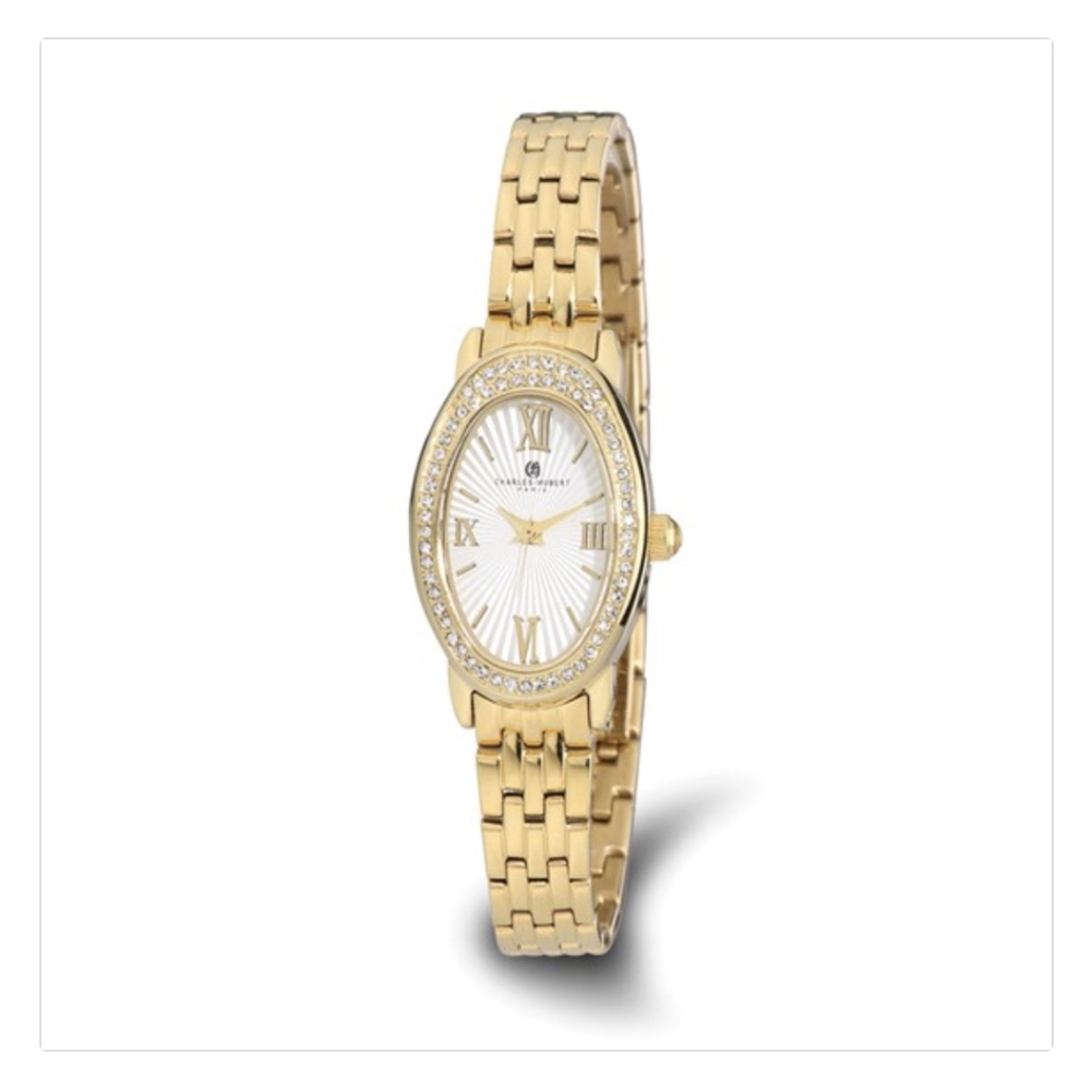 CHARLES-HUBERT PARIS SWAROVSKI CRYSTAL GOLDTONE BRACELET WATCH XWA4918